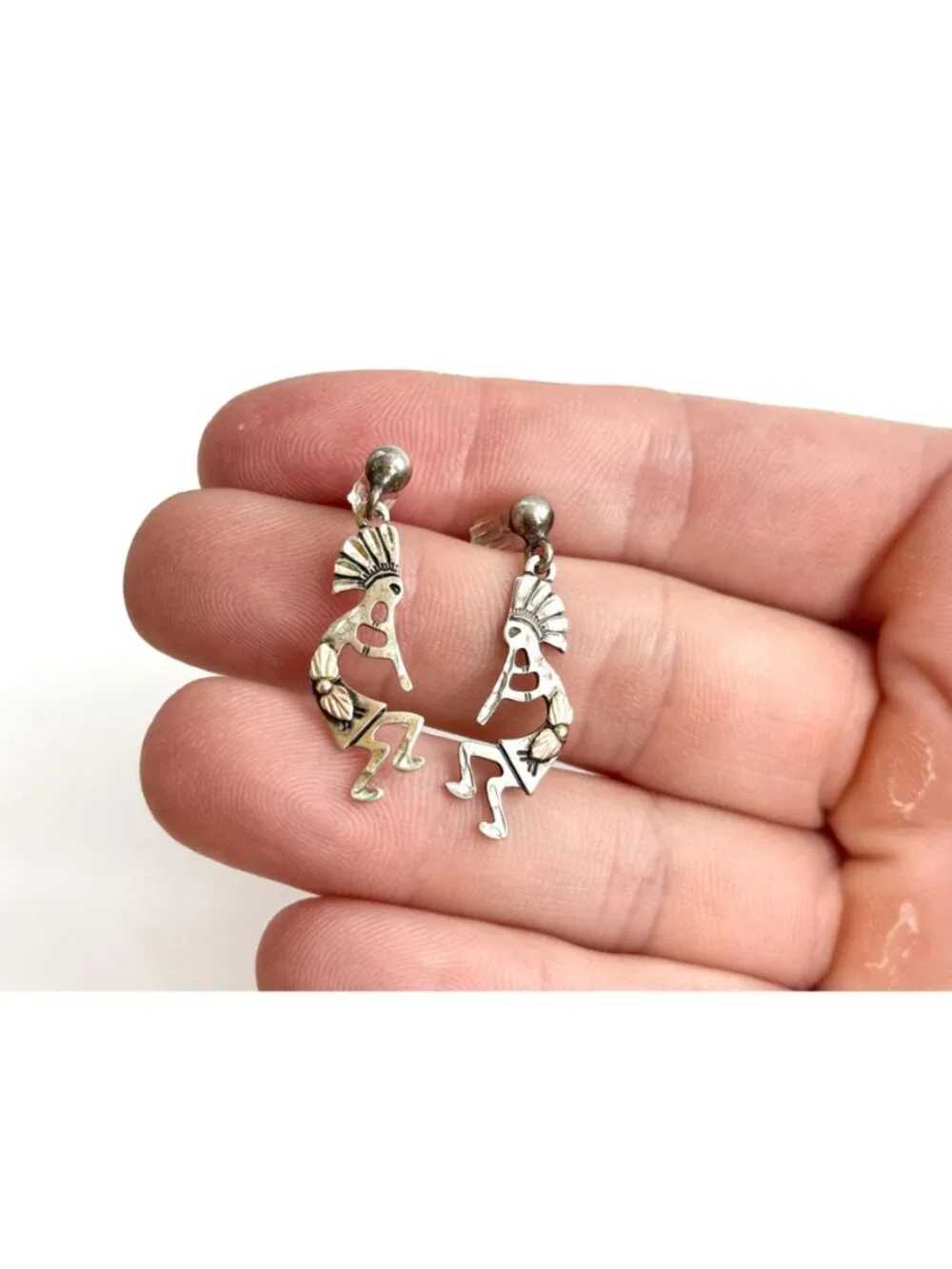Wheeler Manufacturing SW Kokopelli Deity Vintage Sterling Silver 925 Earrings